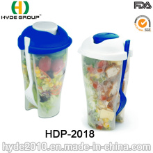 Reusable Plastic Salad Shaker Cup with Fork (HDP-2018)